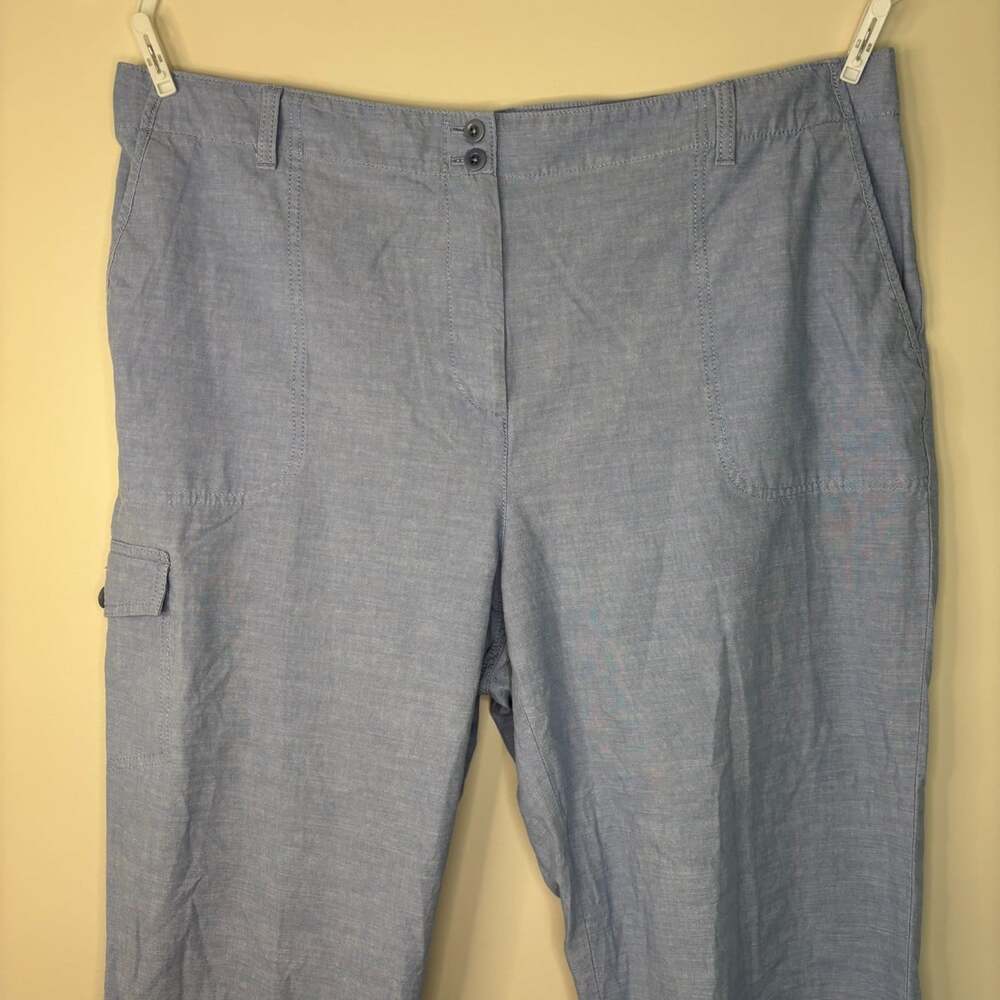 Talbots super soft cargo cropped pant plus 20W slash pockets cotton light blue